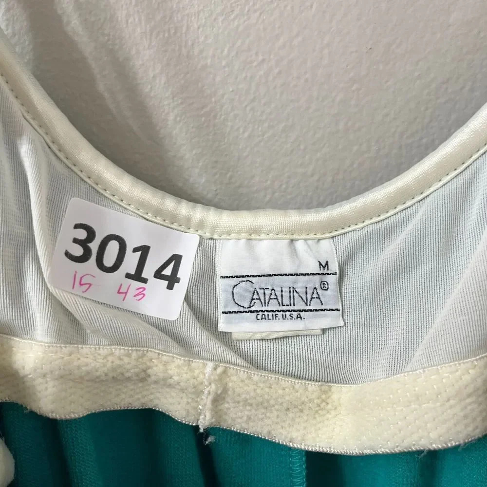Vtg 90sCatalina Womens Green Terrycloth Romper Medium Sleeveless Spaghetti Strap - Picture 2 of 7